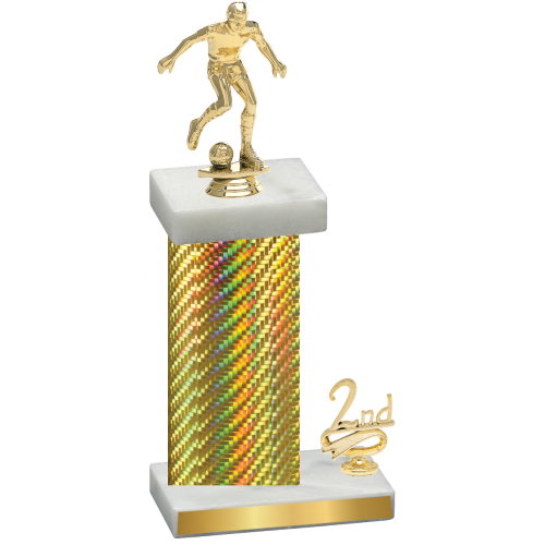 Accented Single Gold Carbon Fiber Second Place Soccer Trophy