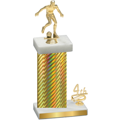 Accented Single Gold Carbon Fiber Fourth Place Soccer Trophy