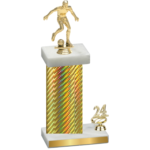 Accented Single Gold Carbon Fiber Year Soccer Trophy