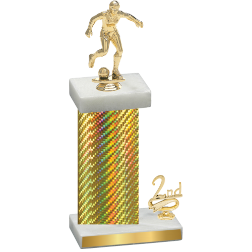 Accented Single Gold Carbon Fiber Second Place Soccer Trophy