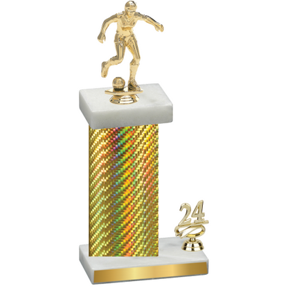 Accented Single Gold Carbon Fiber Year Soccer Trophy