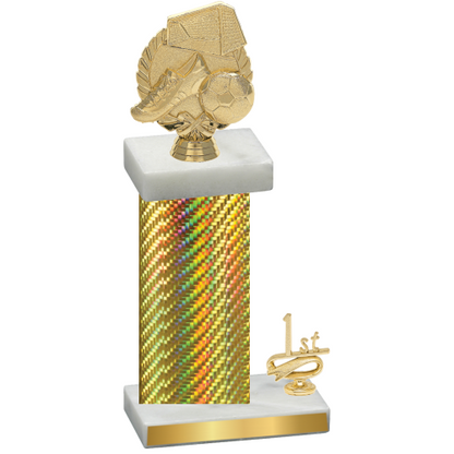 Accented Single Gold Carbon Fiber First Place Soccer Trophy