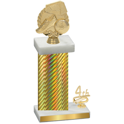 Accented Single Gold Carbon Fiber Fourth Place Soccer Trophy