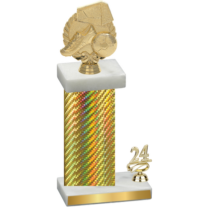 Accented Single Gold Carbon Fiber Year Soccer Trophy