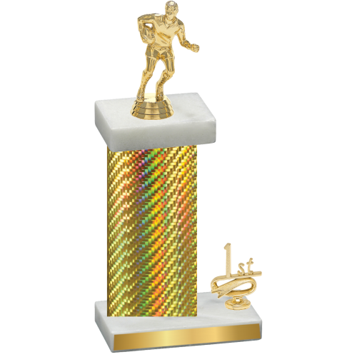 Accented Single Gold Carbon Fiber First Place Rugby Trophy