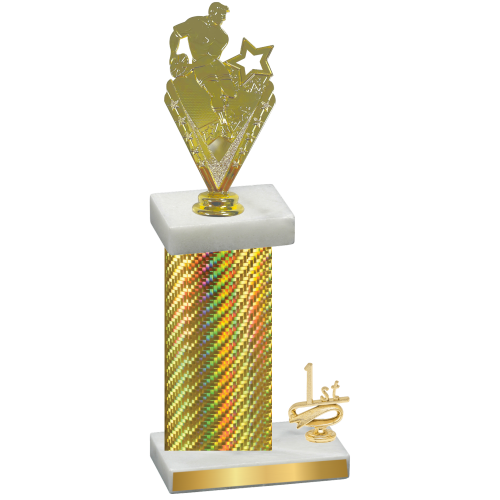 Accented Single Gold Carbon Fiber First Place Rugby Trophy