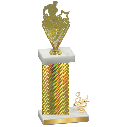 Accented Single Gold Carbon Fiber Third Place Rugby Trophy