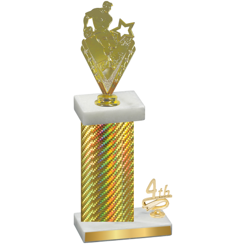 Accented Single Gold Carbon Fiber Fourth Place Rugby Trophy