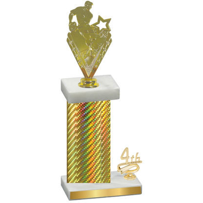 Accented Single Gold Carbon Fiber Fourth Place Rugby Trophy