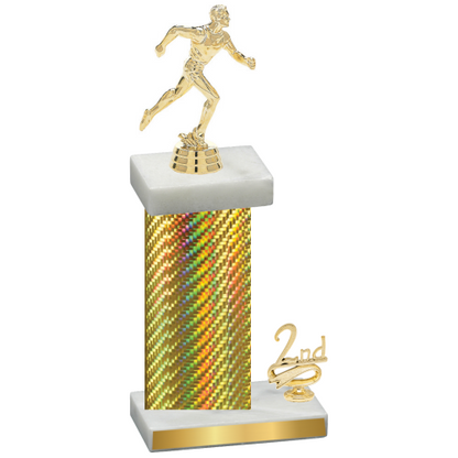 Accented Single Gold Carbon Fiber Second Place Running Trophy