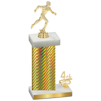 Accented Single Gold Carbon Fiber Fourth Place Running Trophy