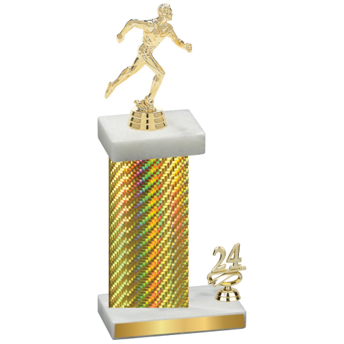 Accented Single Gold Carbon Fiber Year Running Trophy