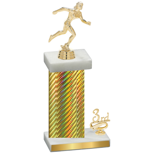 Accented Single Gold Carbon Fiber Third Place Running Trophy