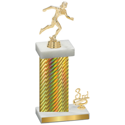 Accented Single Gold Carbon Fiber Third Place Running Trophy