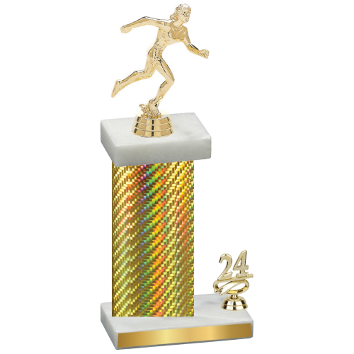 Accented Single Gold Carbon Fiber Year Running Trophy