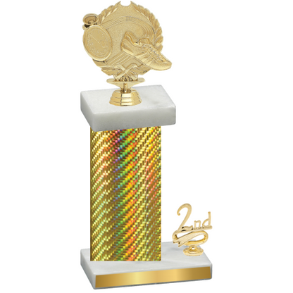 Accented Single Gold Carbon Fiber Second Place Running Trophy