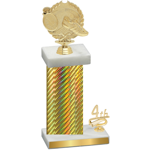 Accented Single Gold Carbon Fiber Fourth Place Running Trophy