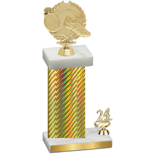 Accented Single Gold Carbon Fiber Year Running Trophy