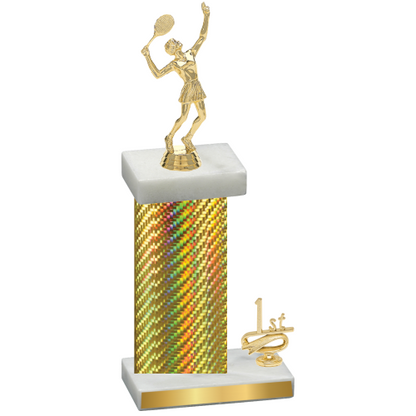 Accented Single Gold Carbon Fiber First Place Tennis Trophy