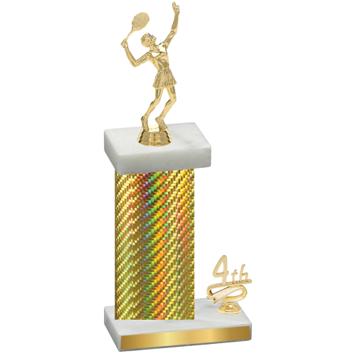 Accented Single Gold Carbon Fiber Fourth Place Tennis Trophy