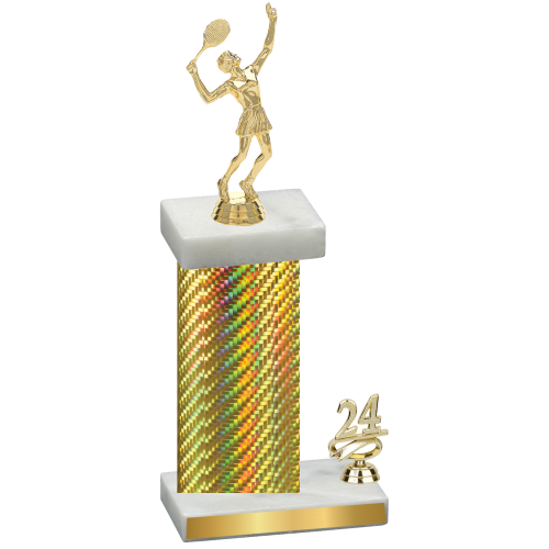 Accented Single Gold Carbon Fiber Year Tennis Trophy