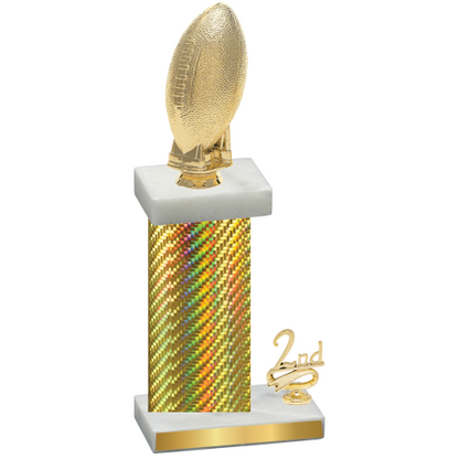 Accented Single Gold Carbon Fiber Second Place Football Trophy