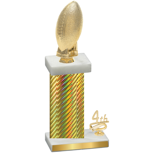 Accented Single Gold Carbon Fiber Fourth Place Football Trophy
