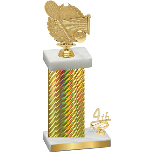 Accented Single Gold Carbon Fiber Fourth Place Tennis Trophy