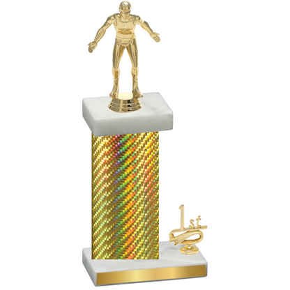 Accented Single Gold Carbon Fiber First Place Wrestling Trophy