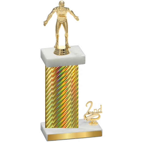 Accented Single Gold Carbon Fiber Second Place Wrestling Trophy