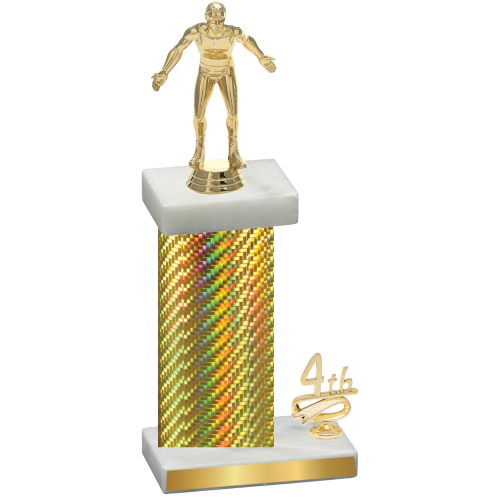 Accented Single Gold Carbon Fiber Fourth Place Wrestling Trophy
