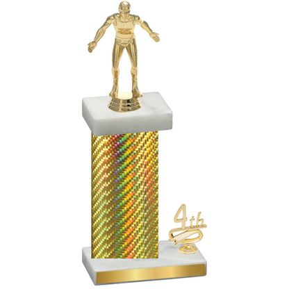 Accented Single Gold Carbon Fiber Fourth Place Wrestling Trophy