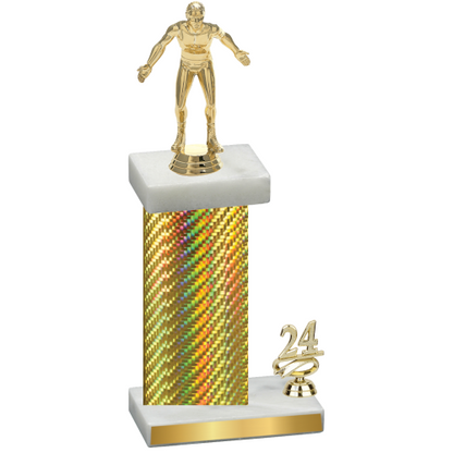 Accented Single Gold Carbon Fiber Year Wrestling Trophy