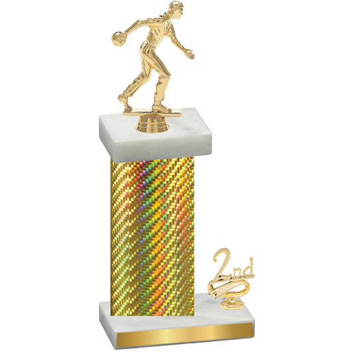 Accented Single Gold Carbon Fiber Second Place Bowling Trophy