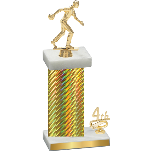Accented Single Gold Carbon Fiber Fourth Place Bowling Trophy