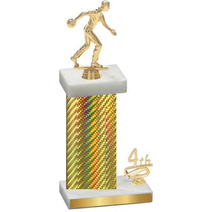 Accented Single Gold Carbon Fiber Fourth Place Bowling Trophy