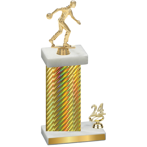 Accented Single Gold Carbon Fiber Year Bowling Trophy