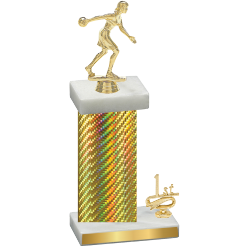 Accented Single Gold Carbon Fiber First Place Bowling Trophy