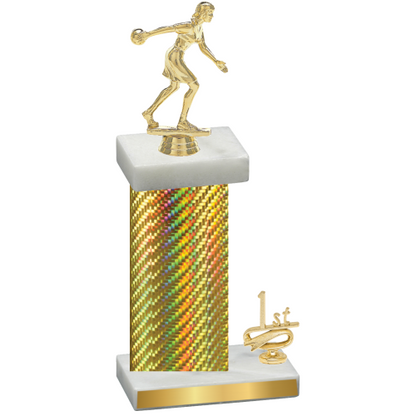 Accented Single Gold Carbon Fiber First Place Bowling Trophy