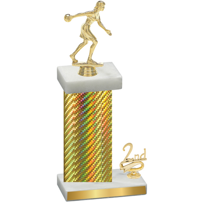 Accented Single Gold Carbon Fiber Second Place Bowling Trophy