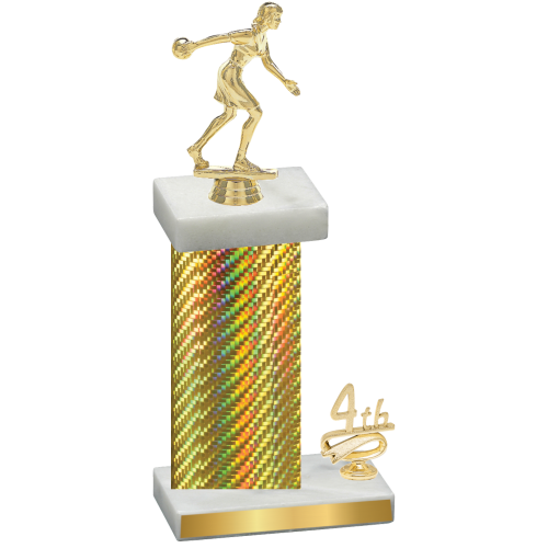 Accented Single Gold Carbon Fiber Fourth Place Bowling Trophy