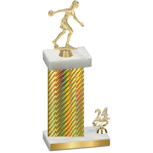 Accented Single Gold Carbon Fiber Year Bowling Trophy