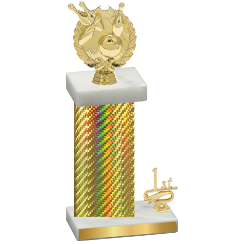 Accented Single Gold Carbon Fiber First Place Bowling Trophy