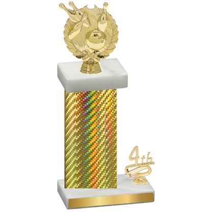 Accented Single Gold Carbon Fiber Fourth Place Bowling Trophy