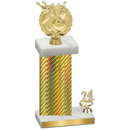 Accented Single Gold Carbon Fiber Year Bowling Trophy