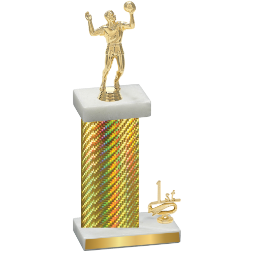 Accented Single Gold Carbon Fiber First Place Volleyball Trophy