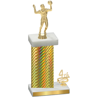 Accented Single Gold Carbon Fiber Fourth Place Volleyball Trophy