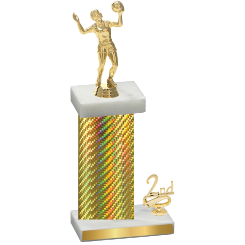 Accented Single Gold Carbon Fiber Second Place Volleyball Trophy