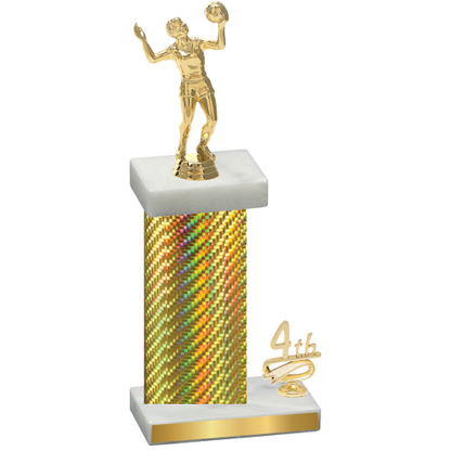 Accented Single Gold Carbon Fiber Fourth Place Volleyball Trophy