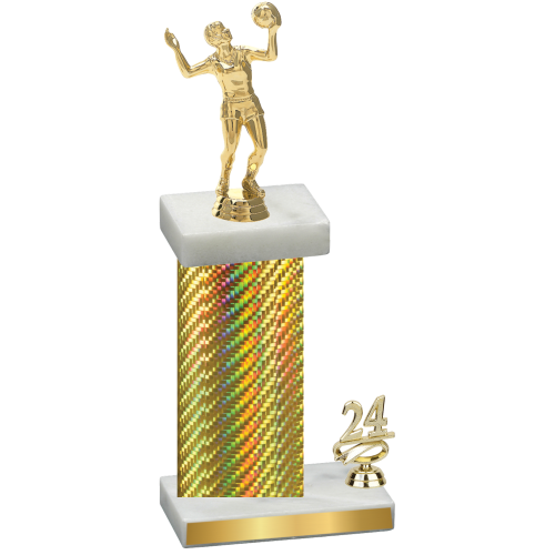 Accented Single Gold Carbon Fiber Year Volleyball Trophy